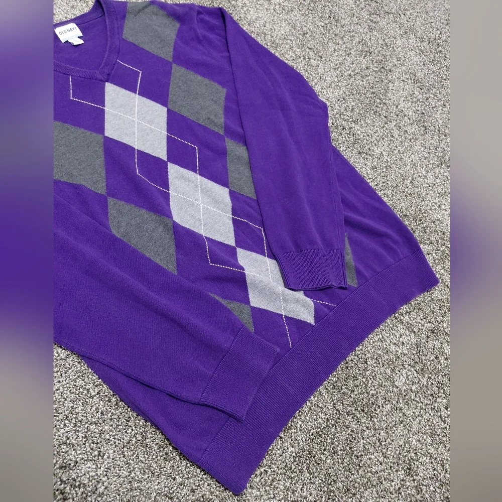 Old Navy Sweater Men Xl Argyle Pullover V Neck Long Sleeve